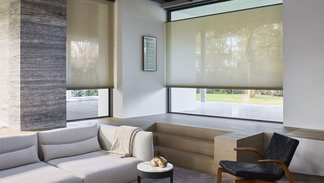 Semi-transparante Duette® shades in zithoek